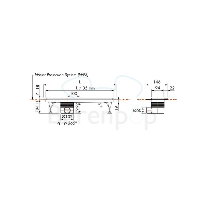 Easy Drain Multi TAF Wall EDMTAFW1200 douchegoot 120cm zijuitloop