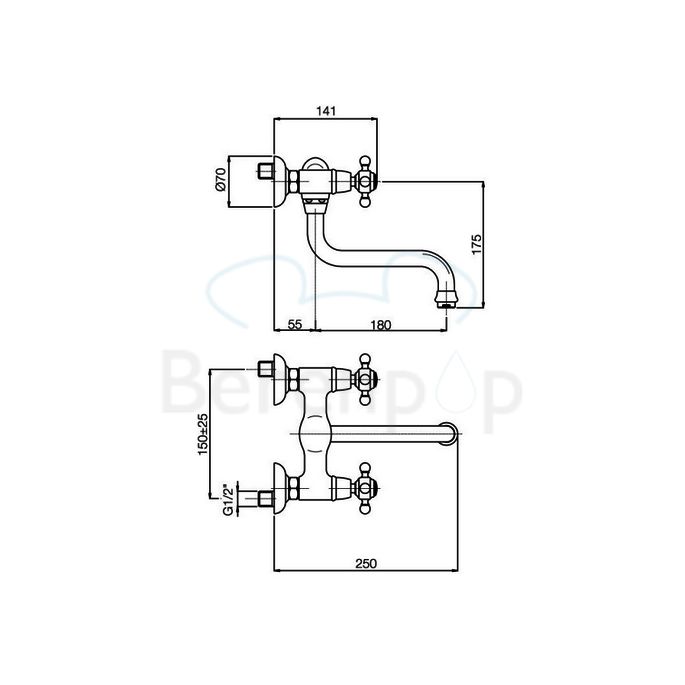 Fima Carlo Frattini Elizabeth F5086SN wand keukenkraan 2-greeps geborsteld nikkel