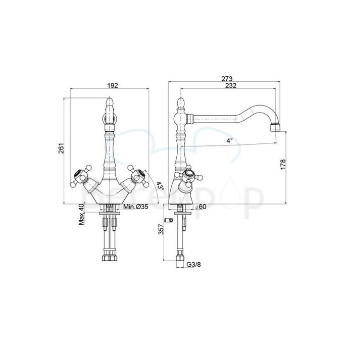 Fima Carlo Frattini Elizabeth F5087SN keukenkraan 2-greeps geborsteld nikkel