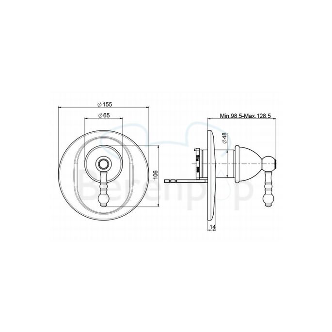 Fima Carlo Frattini Elizabeth/ Epoque F5089X1SN inbouw douchekraan 1-greeps zonder omstelling (1 uitgang) geborsteld nikkel