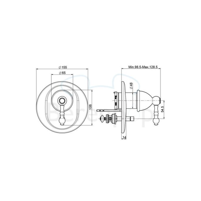 Fima Carlo Frattini Elizabeth/ Epoque F5089X2SN inbouw bad/ douchekraan 1-greeps met 2 weg omstelling (2 uitgangen) geborsteld nikkel