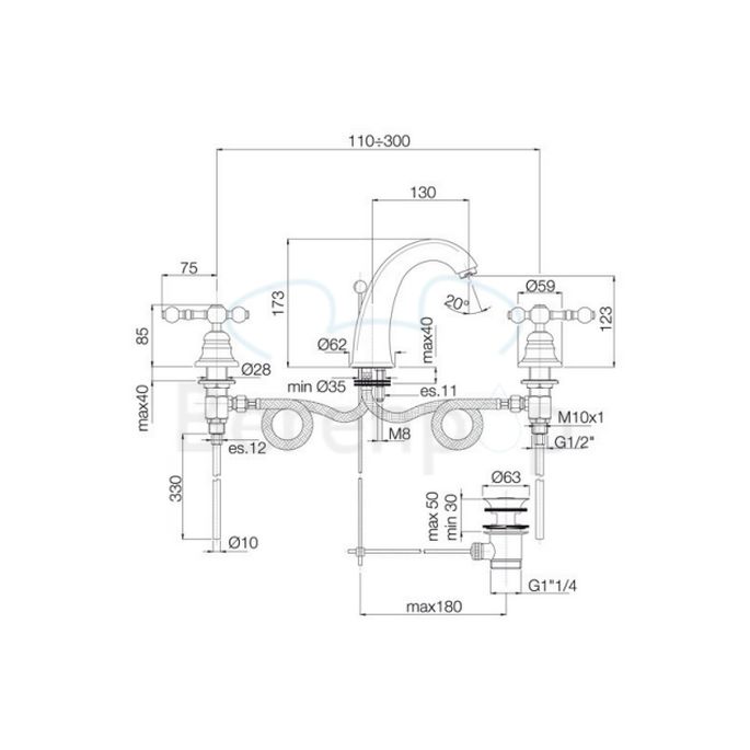 Fima Carlo Frattini Epoque F5071CR 3-gats wastafelkraan 2-greeps chroom
