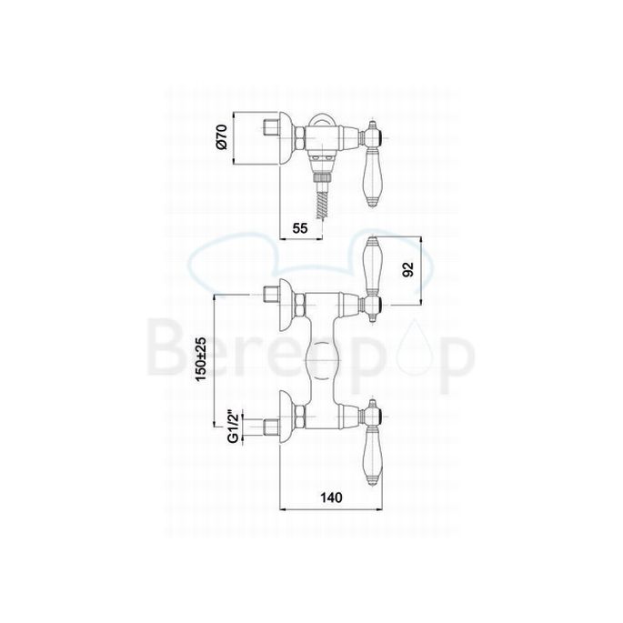 Fima Carlo Frattini Herend F54051OR opbouw douchekraan 2-greeps goud