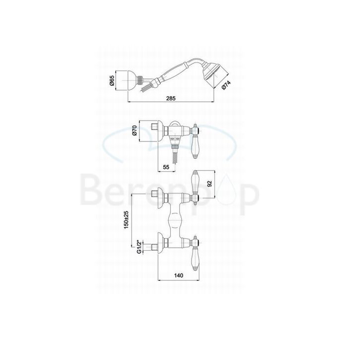 Fima Carlo Frattini Herend F5405CR opbouw douchekraan 2-greeps met garnituur chroom