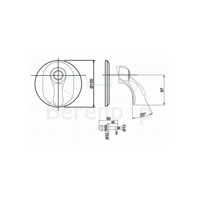 Fima Carlo Frattini Lamp F3309X2SN inbouw bad/ douchekraan 1-greeps met 2 weg omstelling (2 uitgangen) geborsteld nikkel