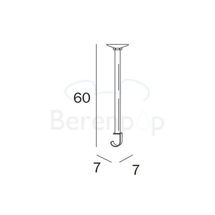 Inda Hotellerie A01470CR douchestang plafondsteun 60cm messing verchroomd