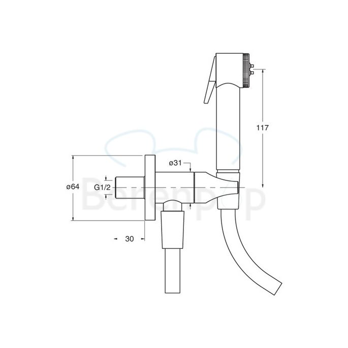 Raminex toiletdouches Tuka Tuka AC 675 51 toiletdouche met slang en stopkraan chroom