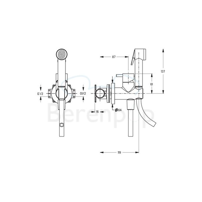 Raminex toiletdouches Tuka Tuka AC 676 51 toiletdouche met slang en mengkraan chroom