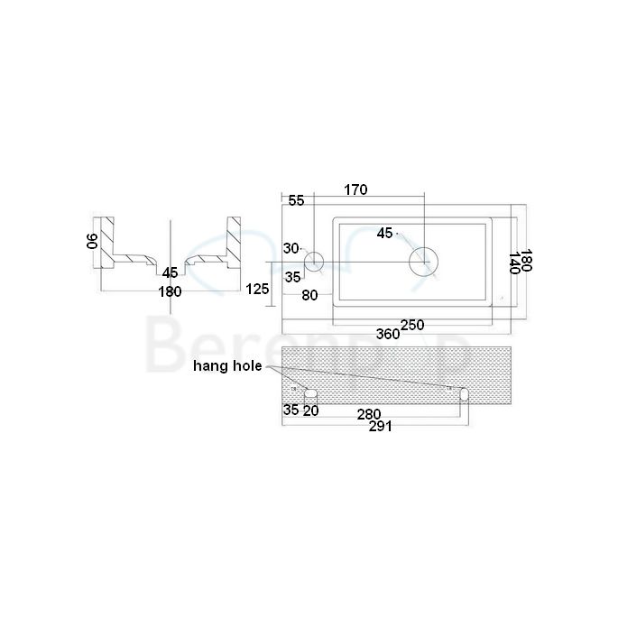 San4U 2514610 Mini-Block (links) fontein 36x18x9cm keramiek wit