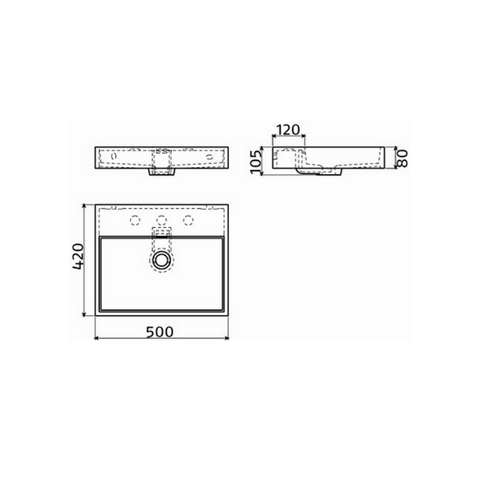 Clou Wash Me CL0226030 wastafel 50x42cm mineral marmer wit