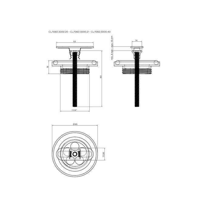 Clou CL1060300021 afvoerplug en sifonaansluiting t.b.v. (New) Flush en First fonteinen, mat zwart