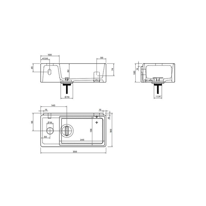 Clou New Flush 3 CL030343201 fontein 35x18cm keramiek wit