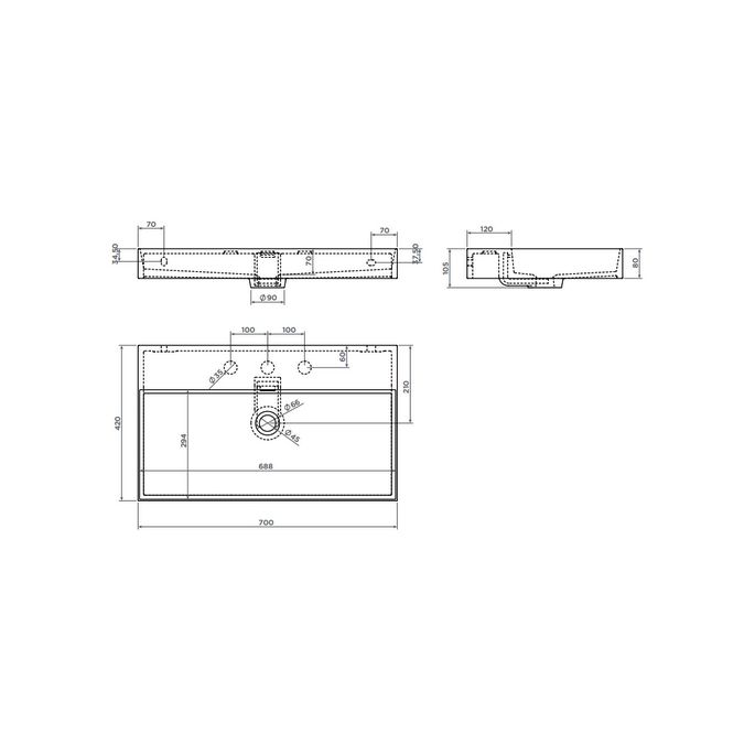 Clou New Wash Me CL0230432 wastafel 70x42cm mat zwart keramiek