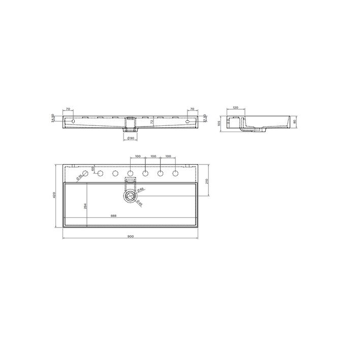 Clou New Wash Me CL0230434 wastafel 90x42cm mat zwart keramiek