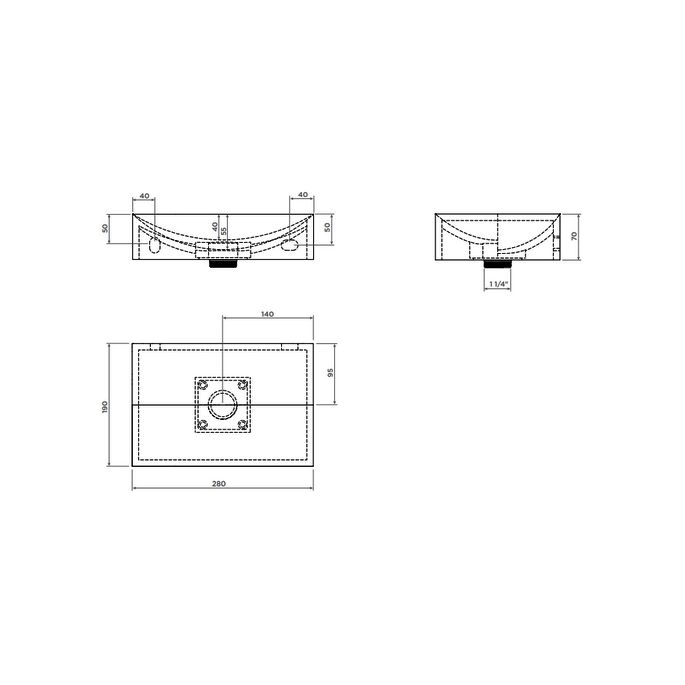 Clou Vale CL0330160 fontein 28x19cm mat zwart keramiek