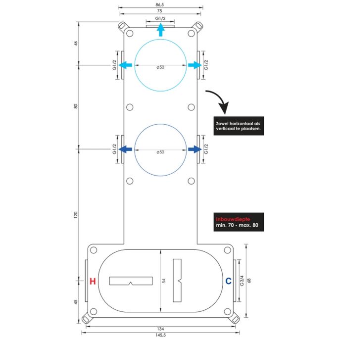 Brauer Carving 5-GK-099 thermostatische inbouw regendouche SET 03 koper geborsteld PVD