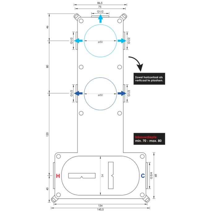 Brauer Carving 5-GK-106 thermostatische inbouw regendouche SET 10 koper geborsteld PVD