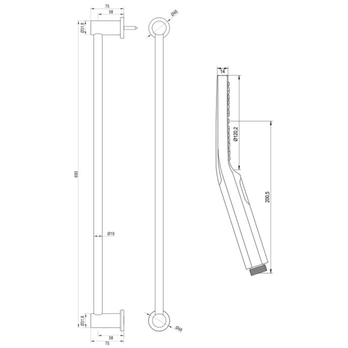 Brauer Edition 5-S-041-2 opbouw baddouche thermostaatkraan SET 02 mat zwart