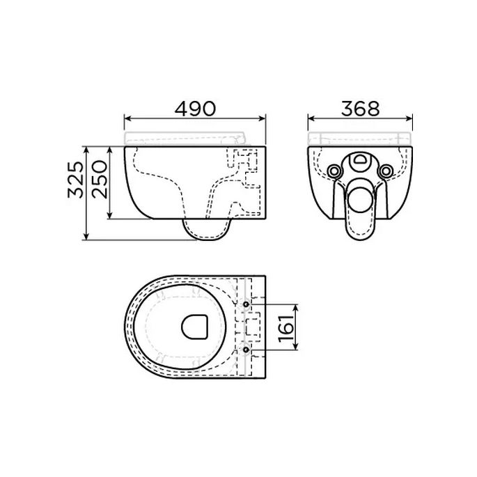 Clou Hammock CL040107021 Rimless 49cm wandtoilet mat zwart