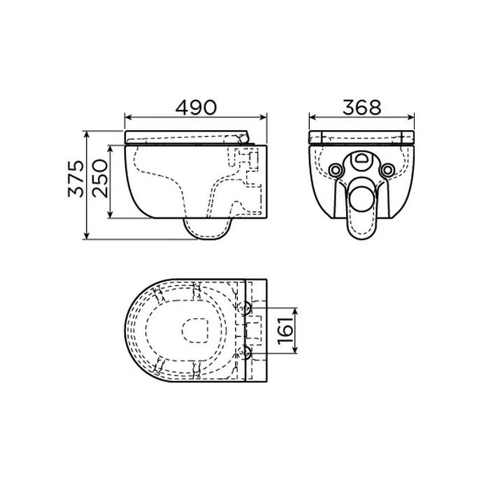 Clou Hammock CL040108020 Rimless 49cm wandtoilet met toiletzitting mat wit