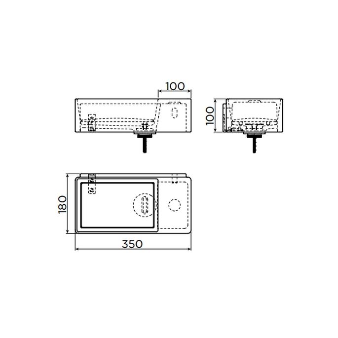 Clou New Flush 3 CL031343002 fontein 35x18cm met vlakke afvoerplaat aluite wit