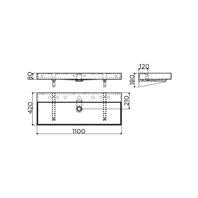 Clou New Wash Me CL0230438 wastafel 110x42cm mat zwart keramiek