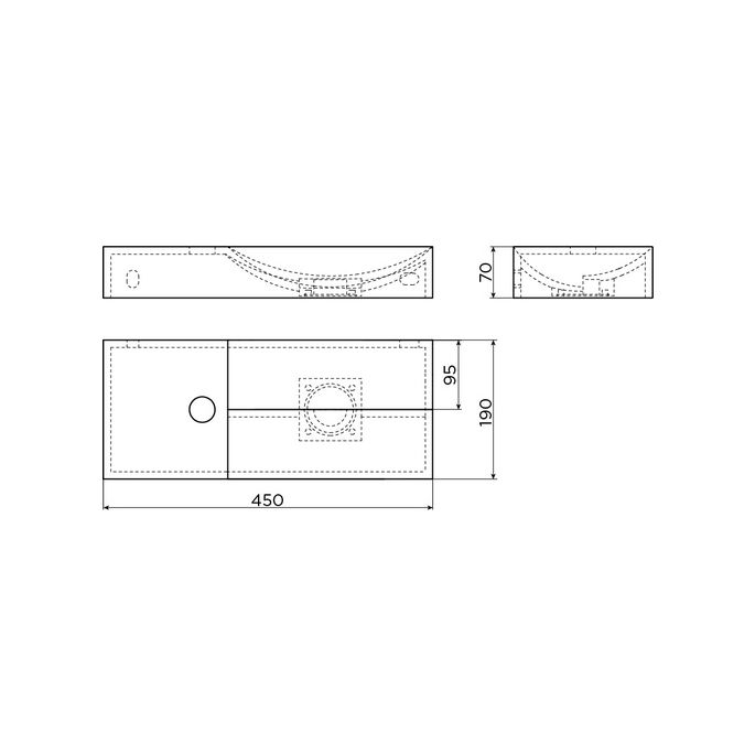 Clou Vale CL030316201L fontein 45x19cm met kraangat links glanzend wit keramiek