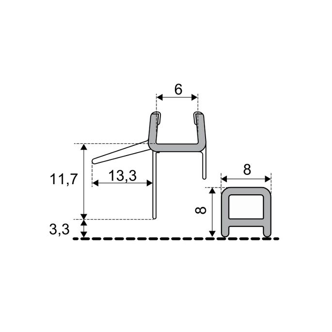 Duka GUMF074-1 afdichtprofiel 100cm transparant, 6mm