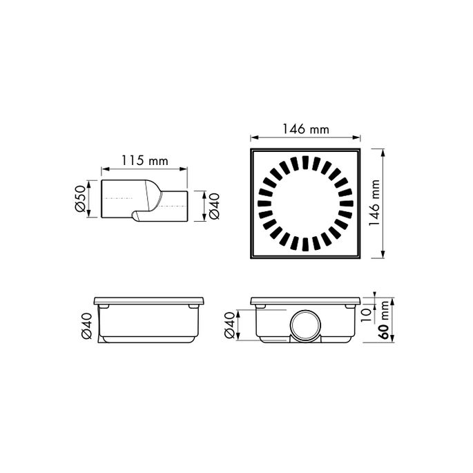 Easy Drain Aqua Compact AQUACOM15X15 doucheput 15x15cm zijuitloop