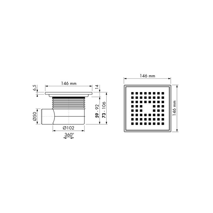 Easy Drain Aqua Plus Quattro AQUA+15X15MSI doucheput 15x15cm zijuitloop