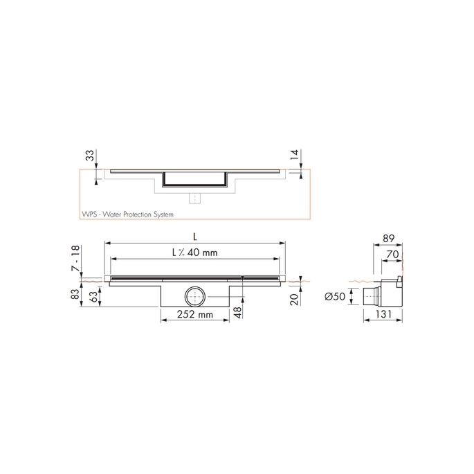 Easy Drain M-line MLINE90050 douchegoot 90cm zijuitloop