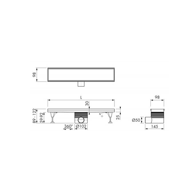 Easy Drain Multi Tegeldrain EDT600 douchegoot 60cm zijuitloop