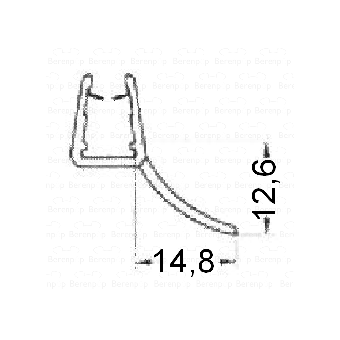 HSK Kienle E87072-4 sleepprofiel dichting, F1 lang, 12,6mm, 200cm, 8mm *niet meer leverbaar*