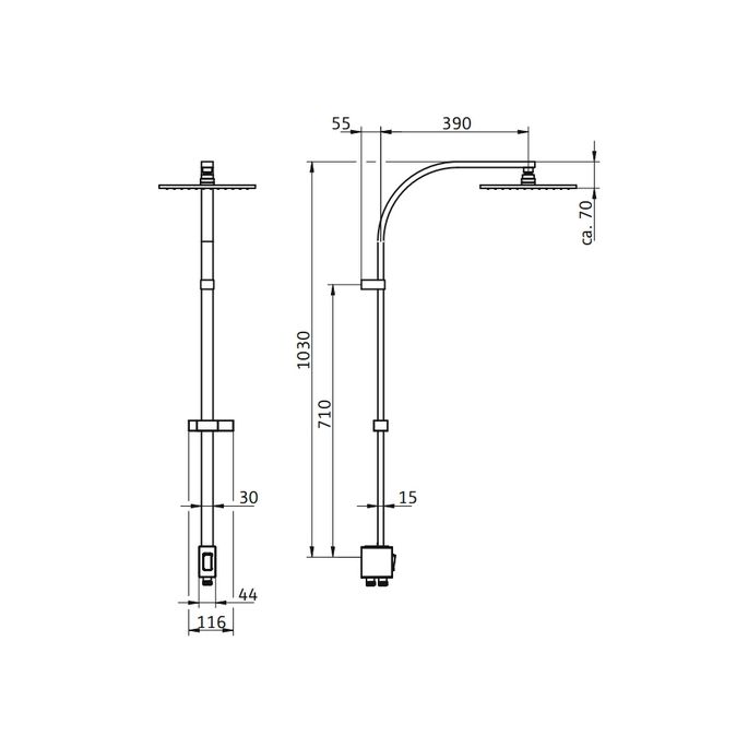 HSK AquaSwitch RS 500 rechthoekig 1001740 showerset zonder kraan chroom