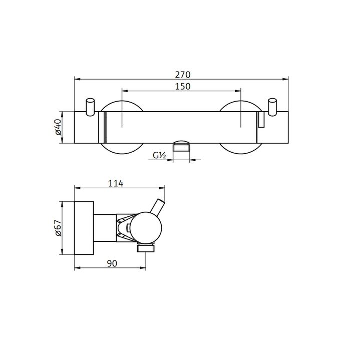 HSK Shower & Co! 1100007 opbouw veiligheidsthermostaat rond chroom