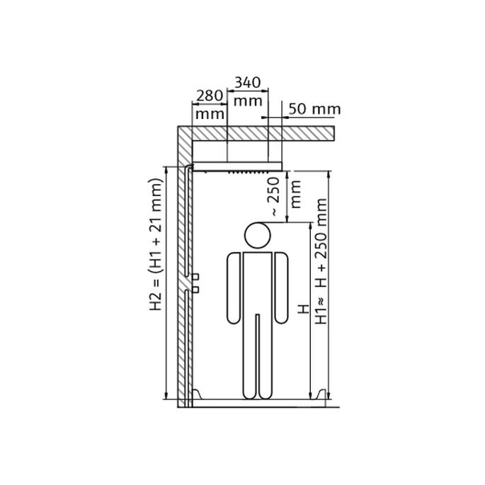 HSK Shower & Co! 1900007 regendouche Lavida Plus met waterval vrijhangend RVS gepolijst