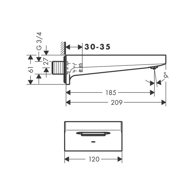 Hansgrohe Metropol 32543000 baduitloop chroom (OUTLET)