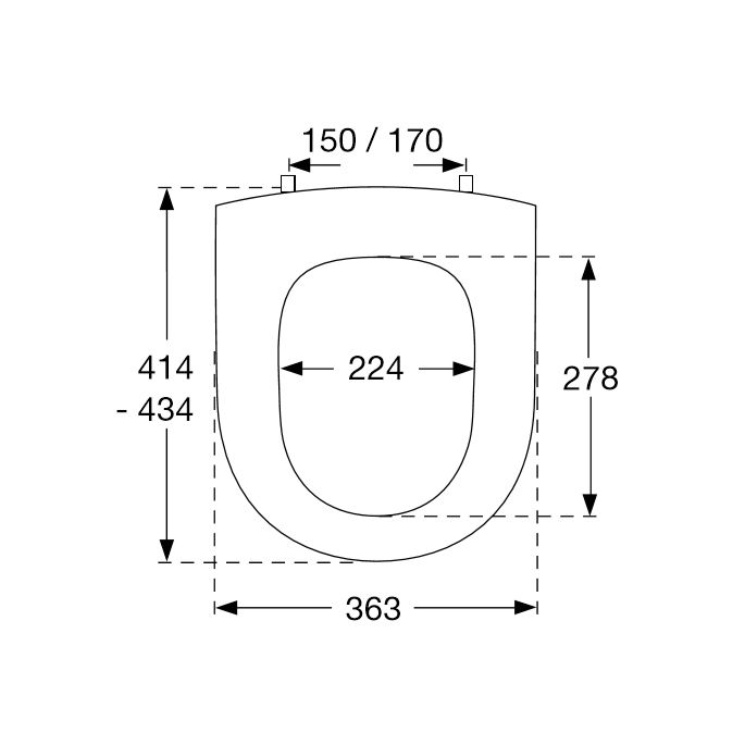 Pressalit Projecta D 171111-D28999 toiletzitting zonder deksel zwart polygiene