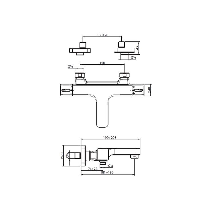 Pure Aragon AR5109 bad thermostaatkraan chroom