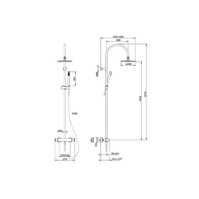 Pure Cinca CN5314 douche opbouwset met thermostaat chroom