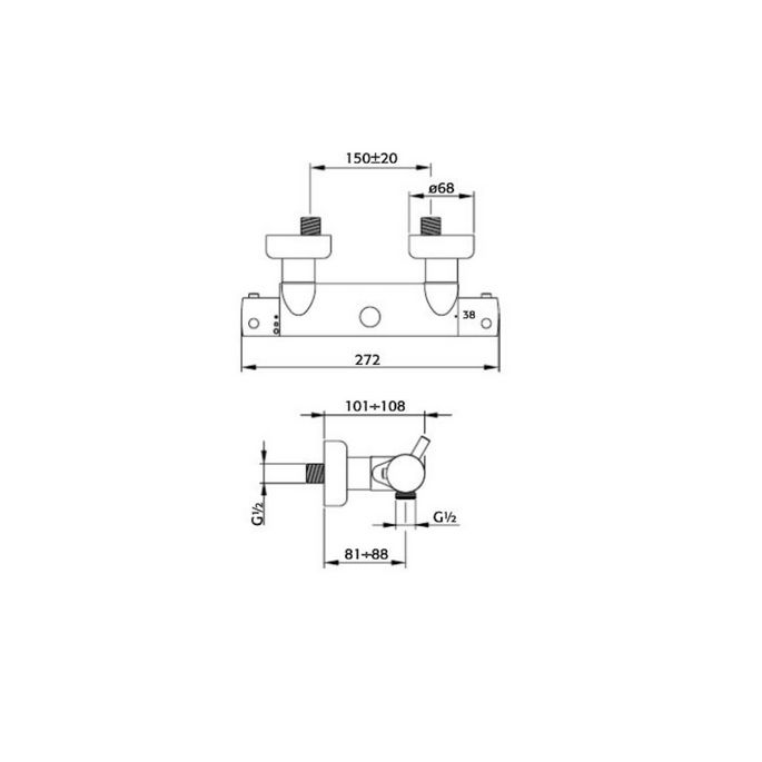Pure Duero DU5435 opbouw douche thermostaatkraan chroom