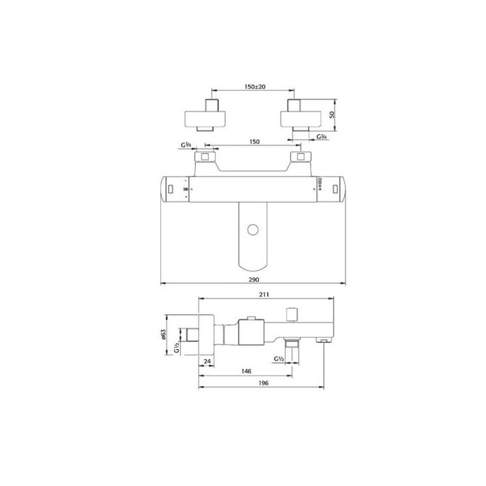 Pure Ebro EB5204 bad thermostaatkraan chroom