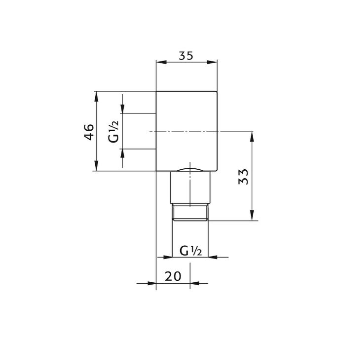 Pure PU5932 wandaansluiting chroom