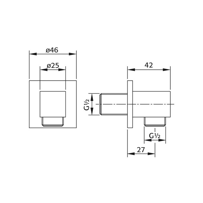 Pure PU5936 wandaansluiting chroom