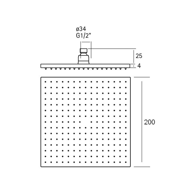 Pure RVS 316 Serie RV6440 hoofddouche 20x20cm RVS geborsteld