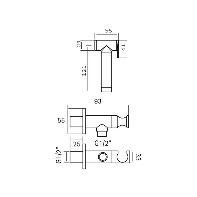 Pure RVS 316 Serie RV7910 hygiene douche RVS geborsteld