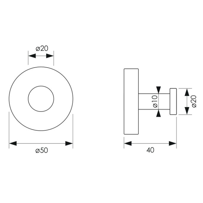 Brauer 5-NG-149 handdoekhaak rvs geborsteld pvd