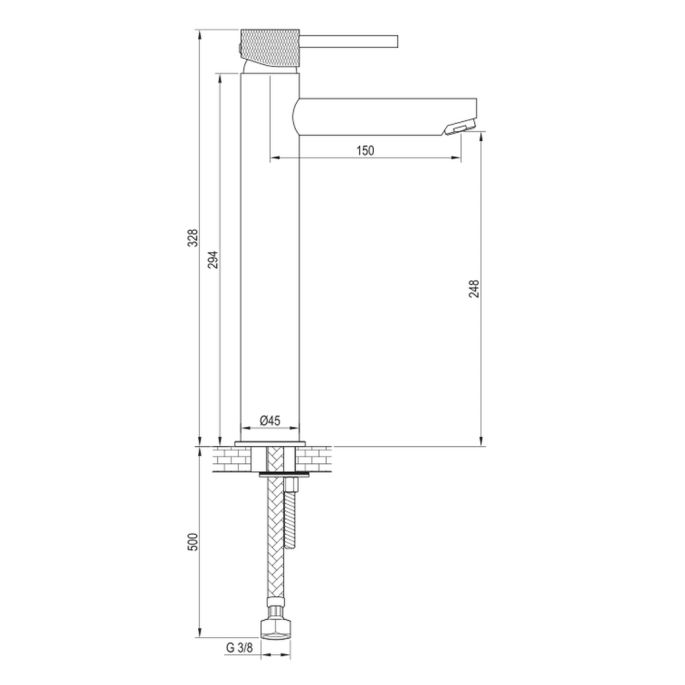 Brauer Carving 5-S-002-HD6 verhoogde opbouw wastafelmengkraan model A mat zwart