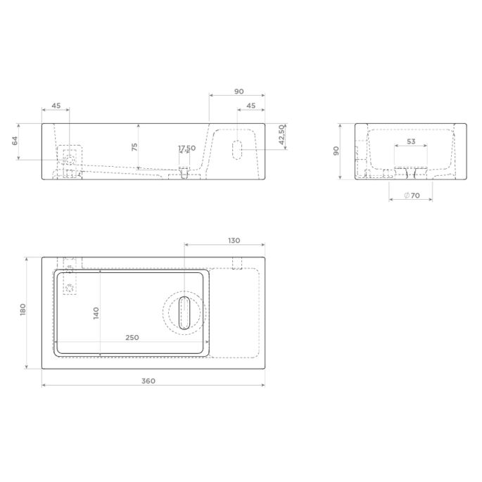 Clou Flush 3 CL0302031 keramiek fontein 36cm mat wit