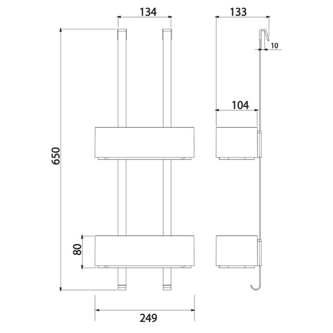Geesa Frame 918902-06-06 ophangbaar doucherek 25 cm zwart